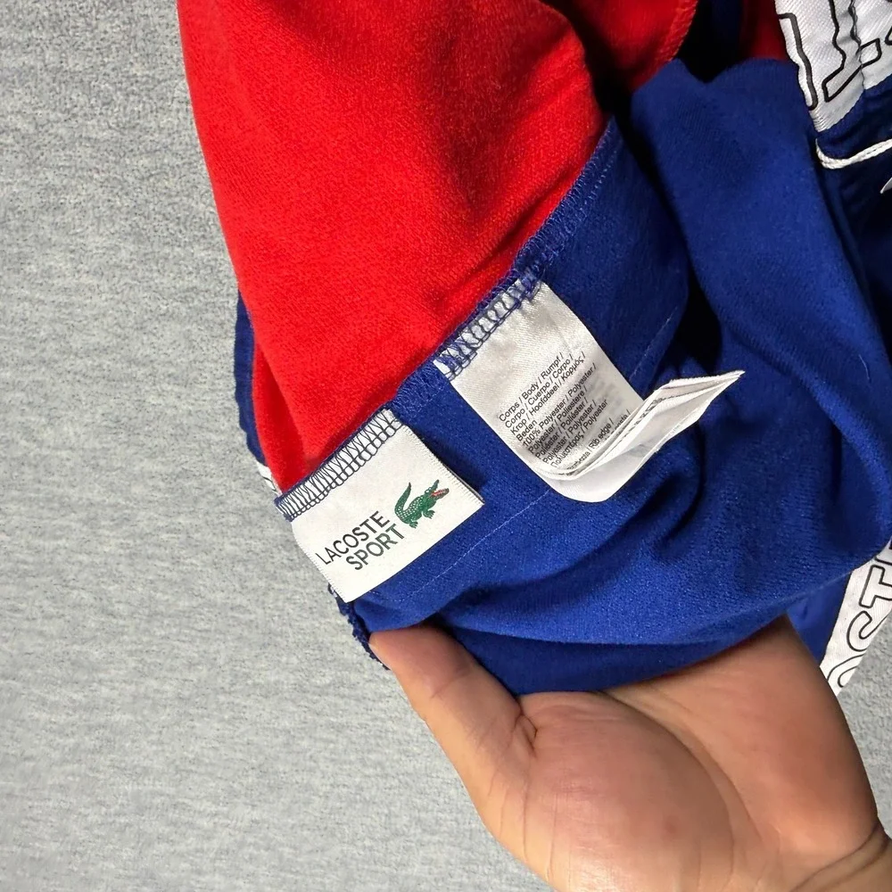 Lacoste Sweatpants Mens M Blue Red Taped Logo Side Stripe Athletic Track Pants